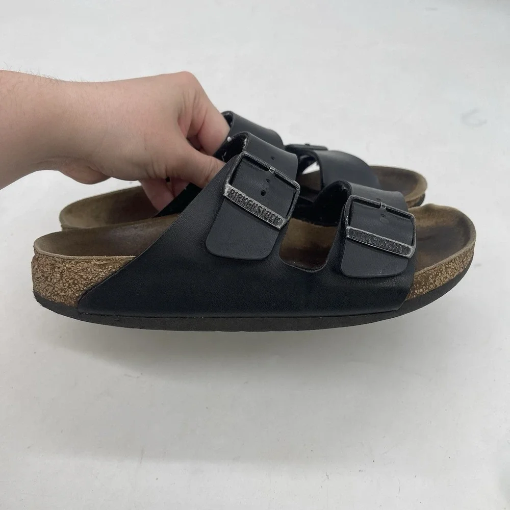 Birkenstock Sandals Womens 6 Mens 4 Brown Leather Comfortable Footbed Slides